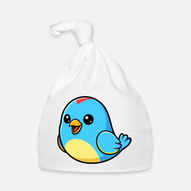 Joyeux oiseau bleu dessin animé Bonnet bio Bébé