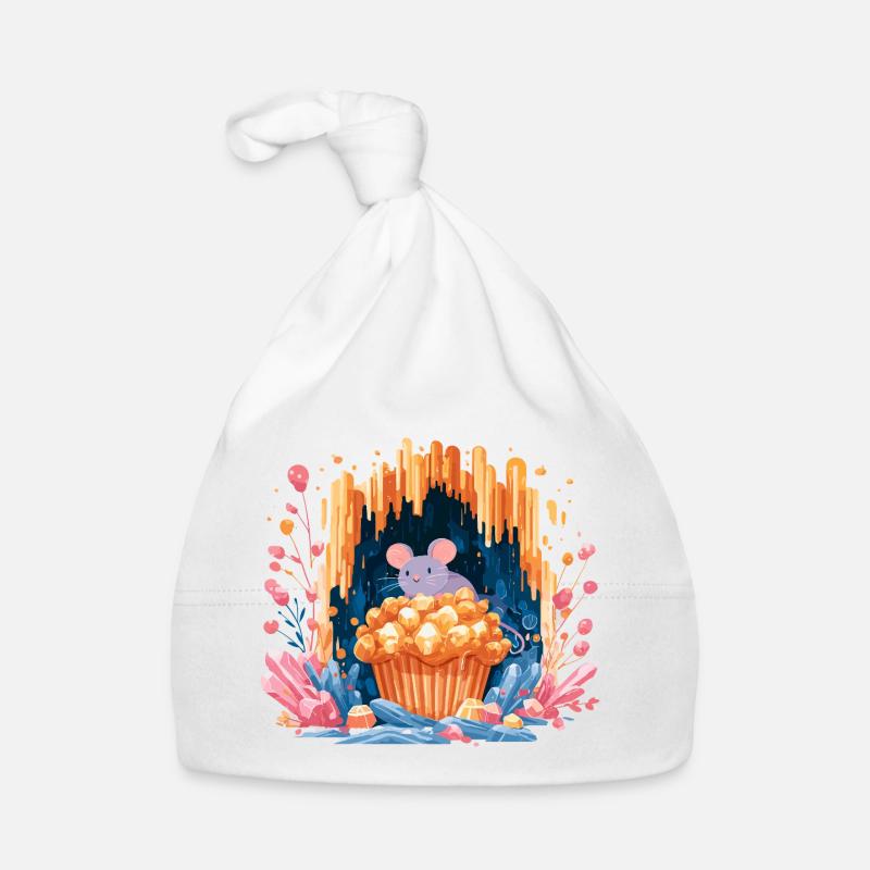 Souris câline dans le cratère du popcorn Bonnet bio Bébé