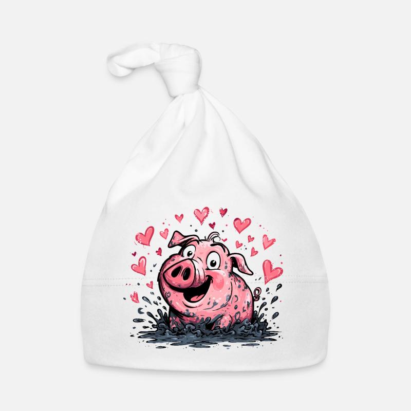 Cœur d’amour Éclaboussure de cochon Bonnet bio Bébé