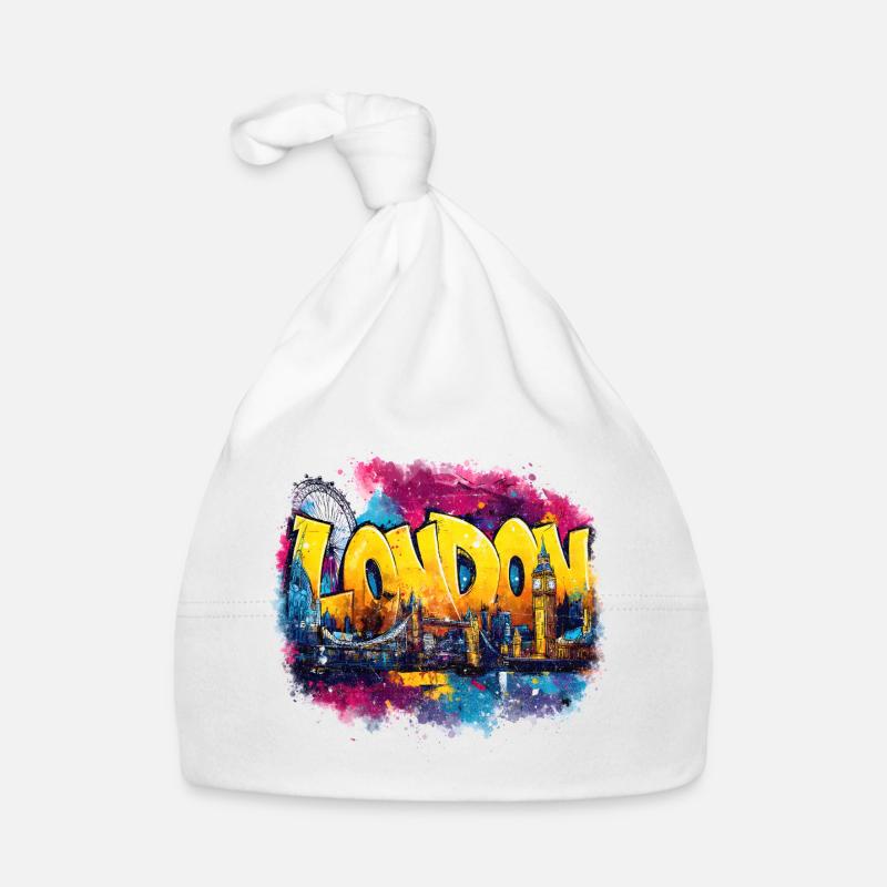 LONDON Graffiti Skyline Splash Baby Bio-Mütze