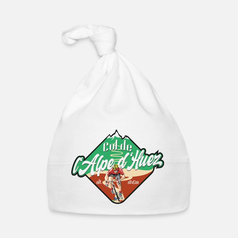 Col de l'Alpe d'Huez Cycliste - Bonnet bio Bébé - blanc