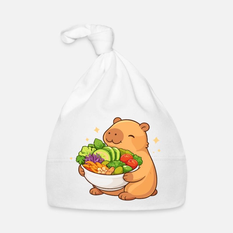 Capybara potelé avec bol de salade Bonnet bio Bébé