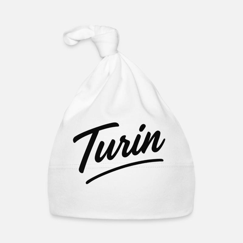 Turin Script Hand Lettering - Organic Baby Cap - white