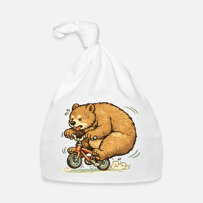 Bear on bicycle frenzy Organic Baby Cap