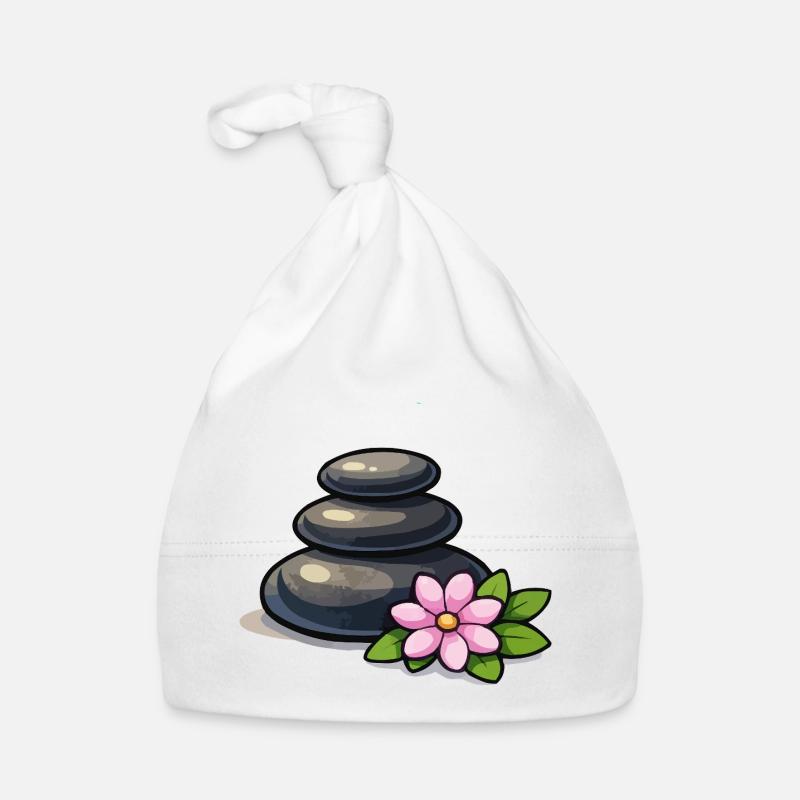 Zen Stone Pyramid with Lotus Organic Baby Cap