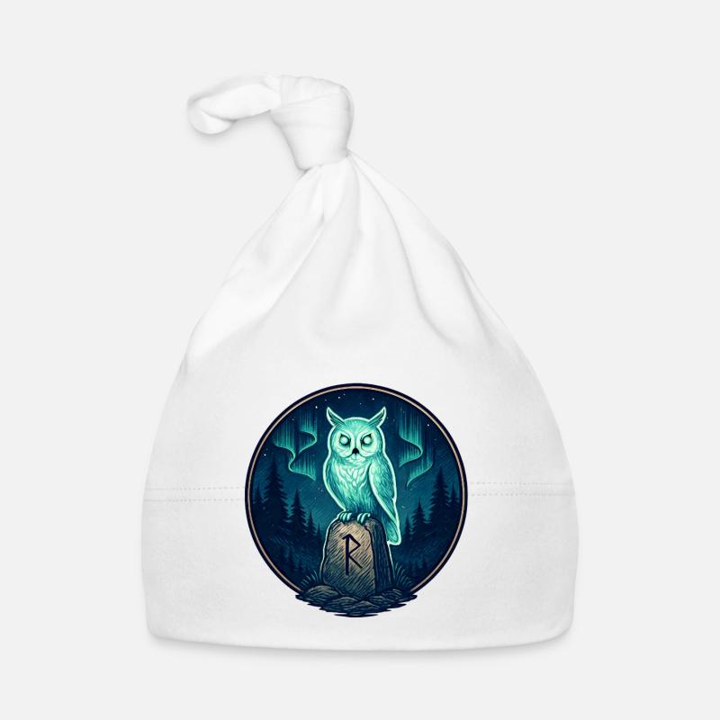 Night Forest Owl Rune Emblem Organic Baby Cap