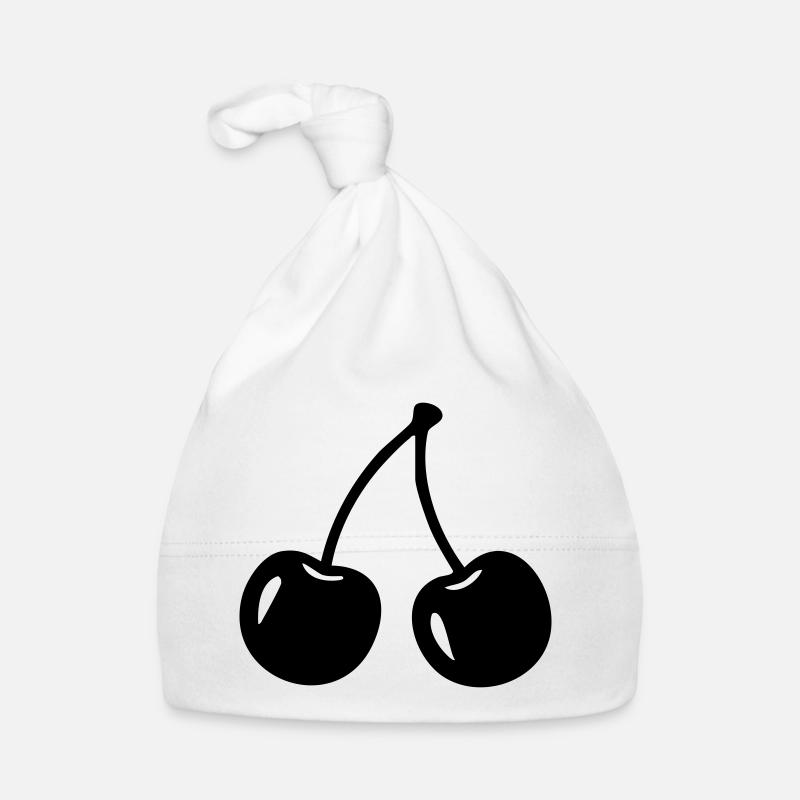Cherry Silhouette – Sweet Fruit Design - Organic Baby Cap - white
