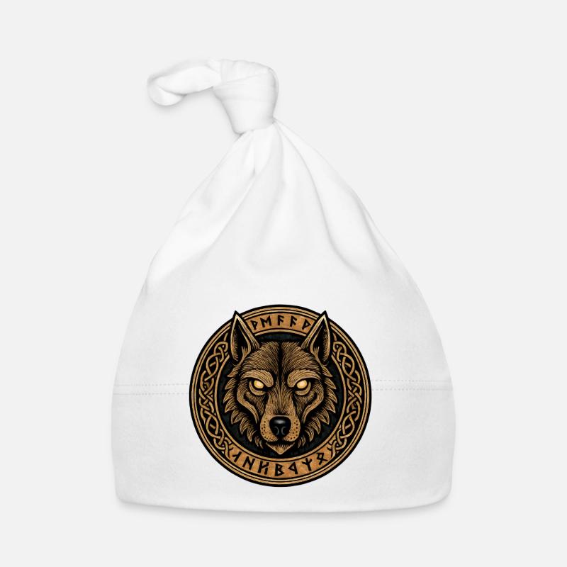 Wolfsring-Emblem mit Runen Baby Bio-Mütze