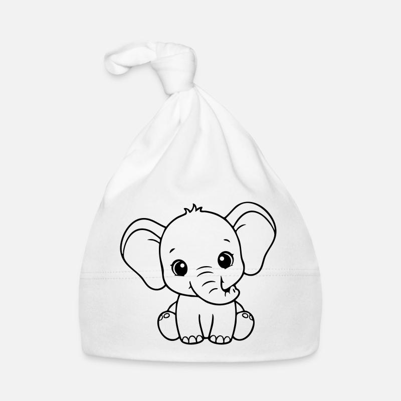Bébé éléphant mignon – Noir et Blanc Bonnet bio Bébé