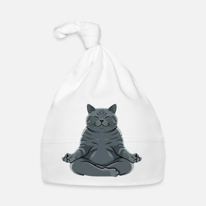 Chat gris méditant Bonnet bio Bébé