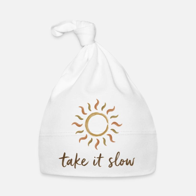 Take It Slow Sun Logo - Organic Baby Cap - white