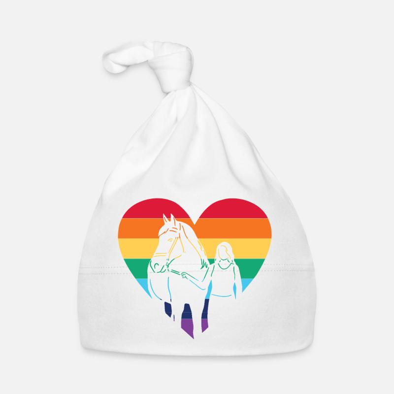 Regenbogenherz Reiter mit Pferd / CSD Motiv Baby Bio-Mütze