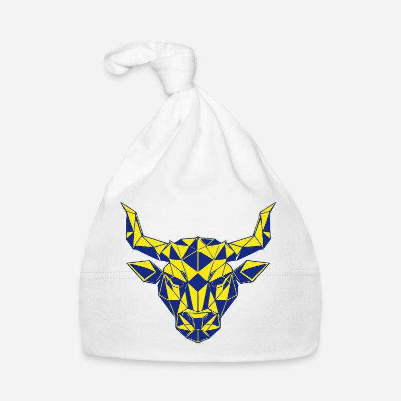 Geometric Bull Head Yellow-Navy Organic Baby Cap