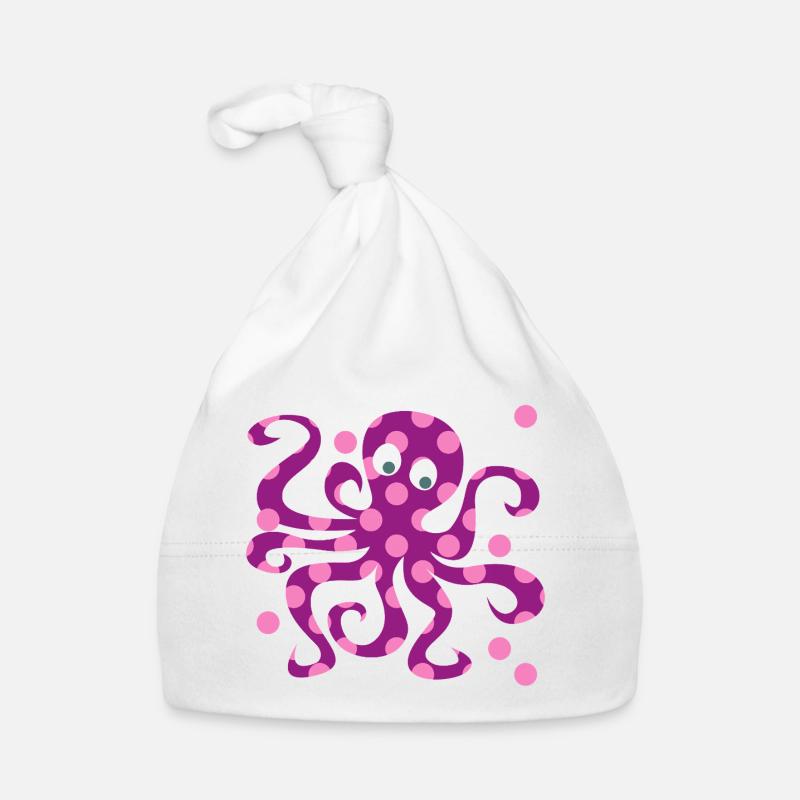 Nursery rose Octopus Dots Squid Bonnet bio Bébé