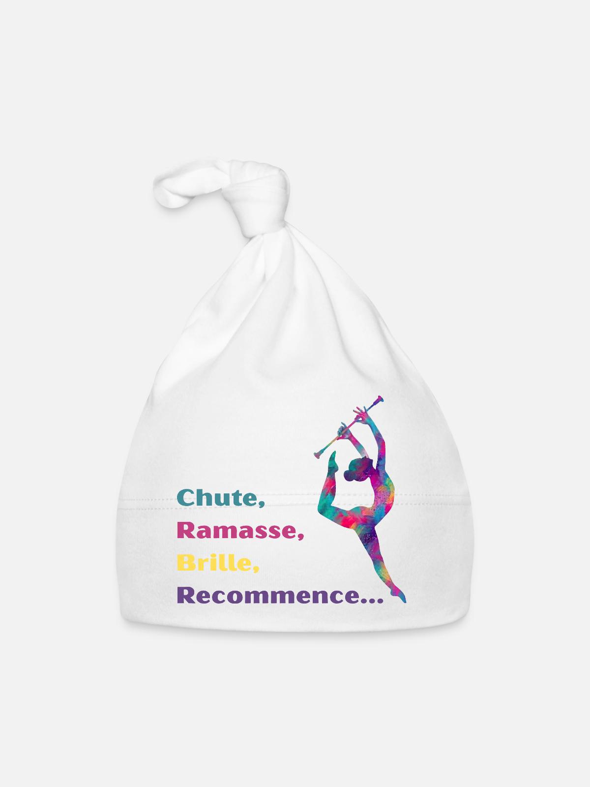 Chute-_Ramasse-_Recommence-- - Bonnet bio Bébé - blanc - Devant