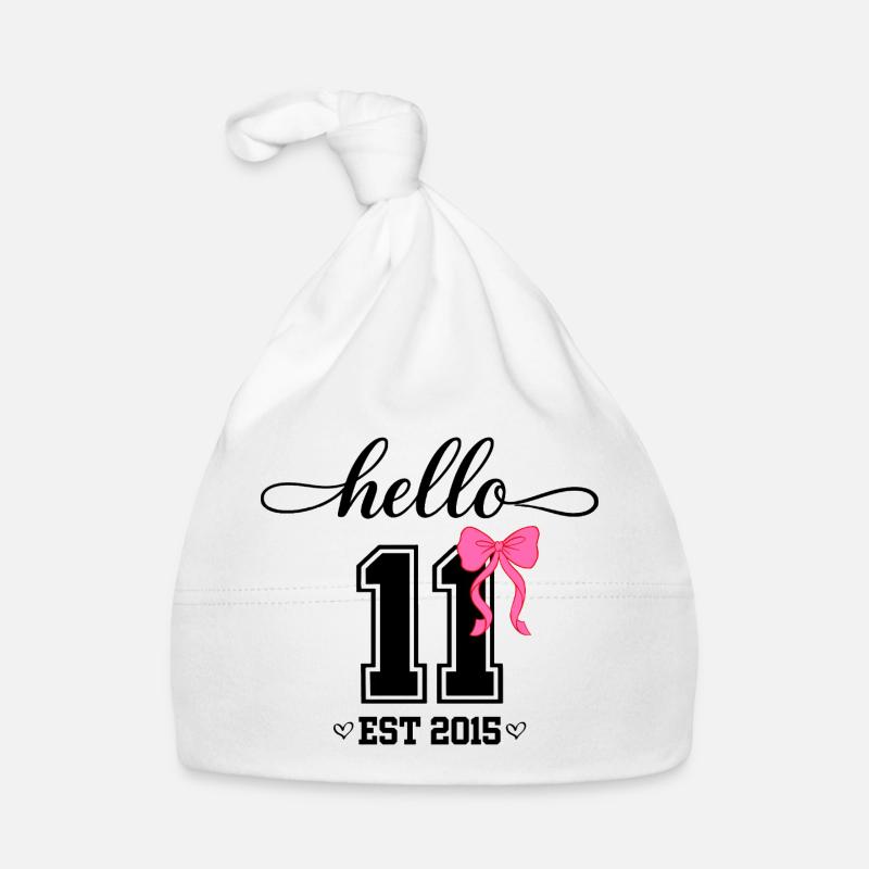 Hello 11 Est 2015 Coquette Bow Girl Birth Organic Baby Cap