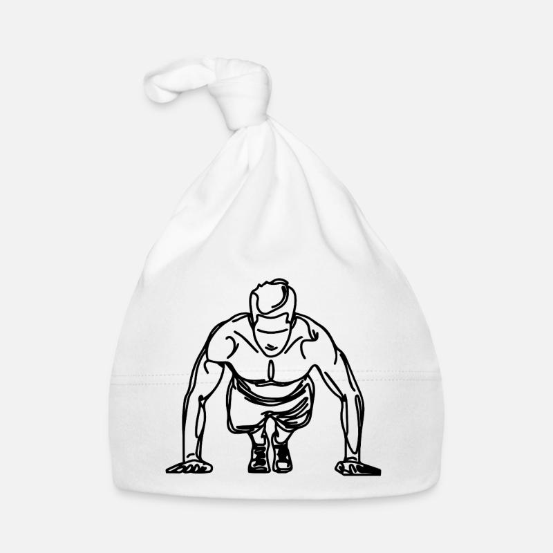 Bodybuilder Drawing Organic Baby Cap