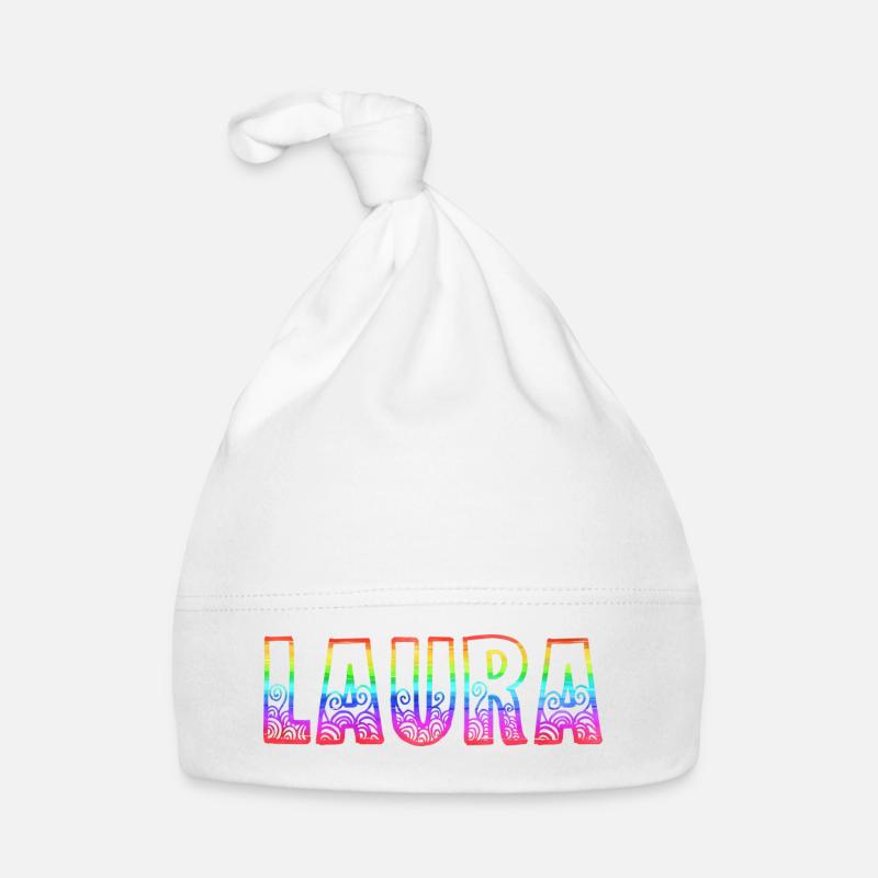 Laura RS Rainbow - Organic Baby Cap - white
