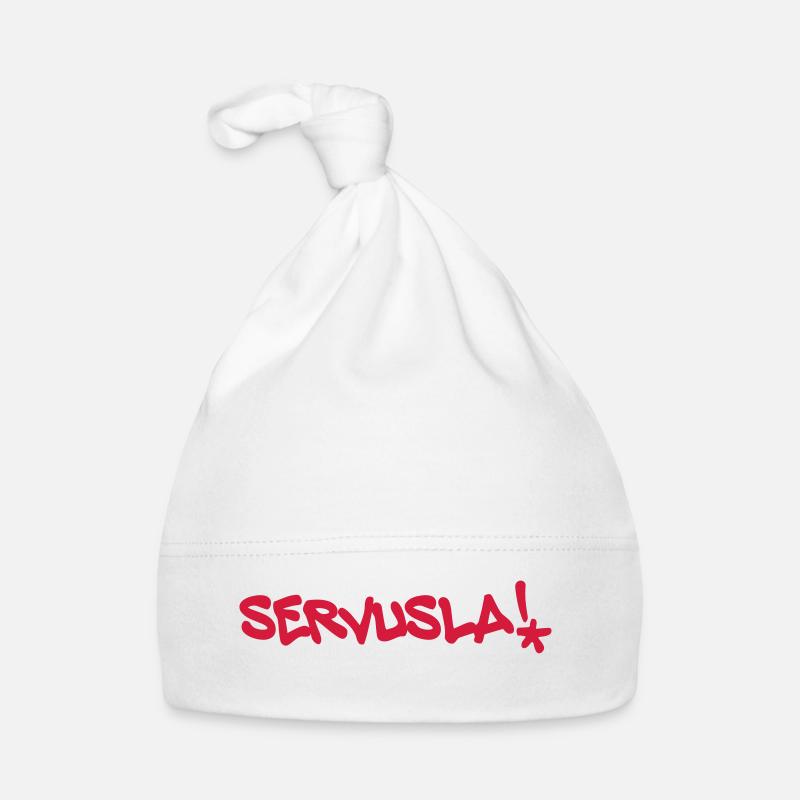 Servusla, fränkisch, Gruß, Farbe editierbar Baby Bio-Mütze