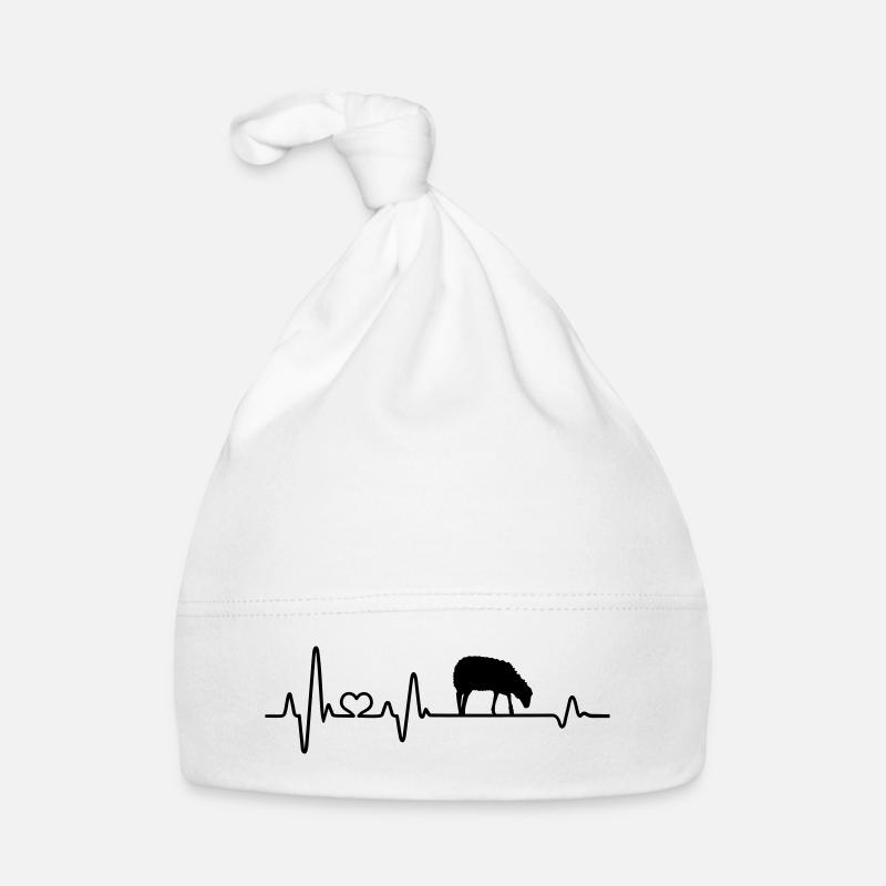 Schaf Herzschlag Schäfer Geschenkidee liebe Schafe - Baby Bio-Mütze - Weiß