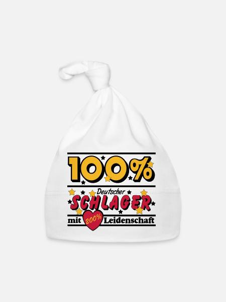 Schlager Party , Schlager Musik , 100% Schlager .. - Baby Bio-Mütze - Weiß - Vorne