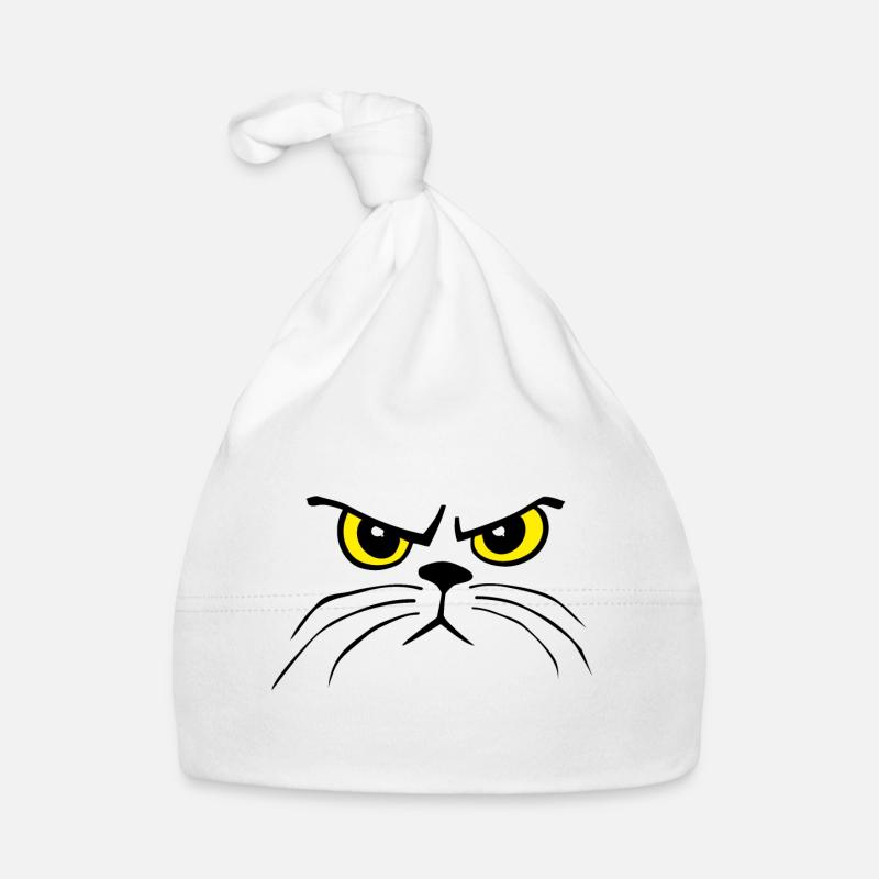 chat sinistre drôle chat en colère drôle - Bonnet bio Bébé - blanc