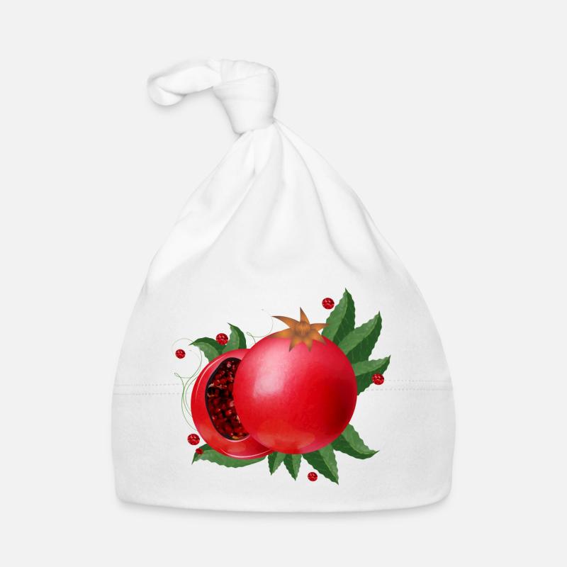 blood-red open pomegranates with leaves Organic Baby Cap