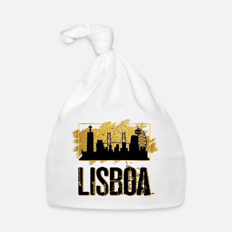 Lisboa Lisbonne Lisbon Portugal Skyline - Bonnet bio Bébé - blanc