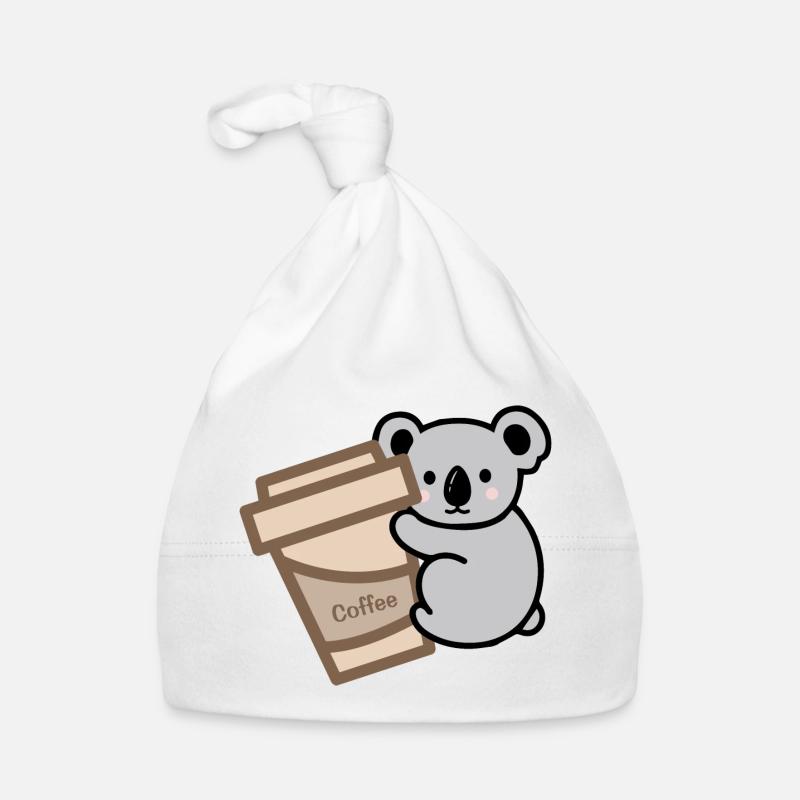 Koala Needs Coffee - Organic Baby Cap - white