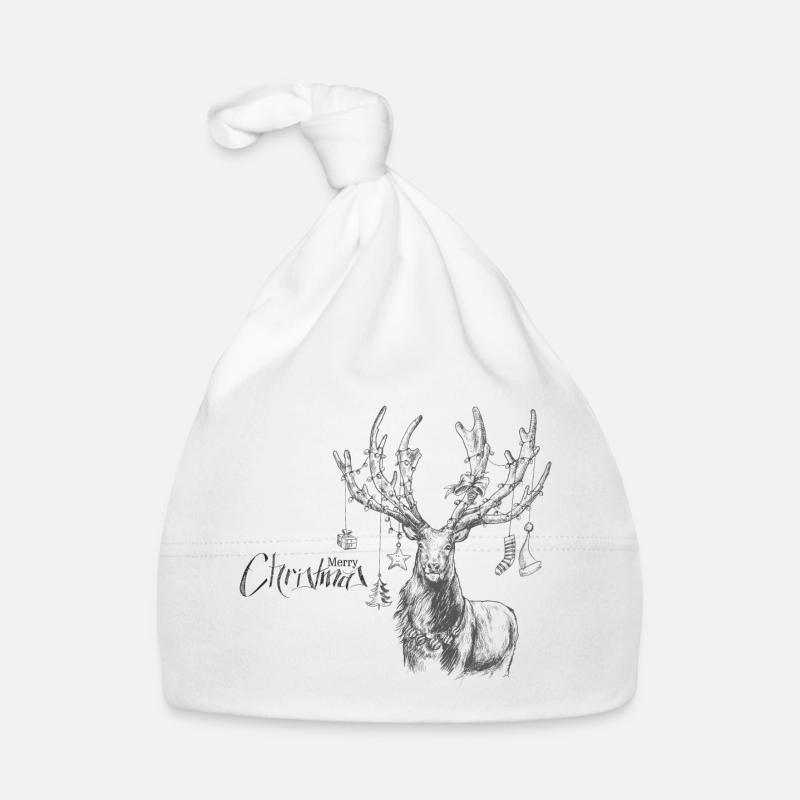 Weihnachtlicher Hirsch mit Geschenken Baby Bio-Mütze