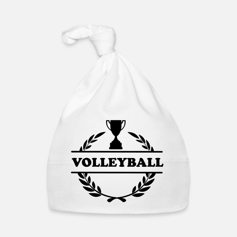 Laurel wreath with cup and text 'volleyball' Organic Baby Cap