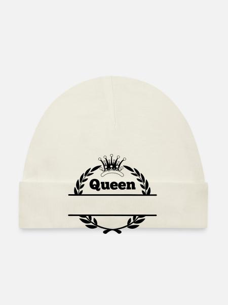 Queen in laurel wreath and crown - Organic Baby Cap - white - Front