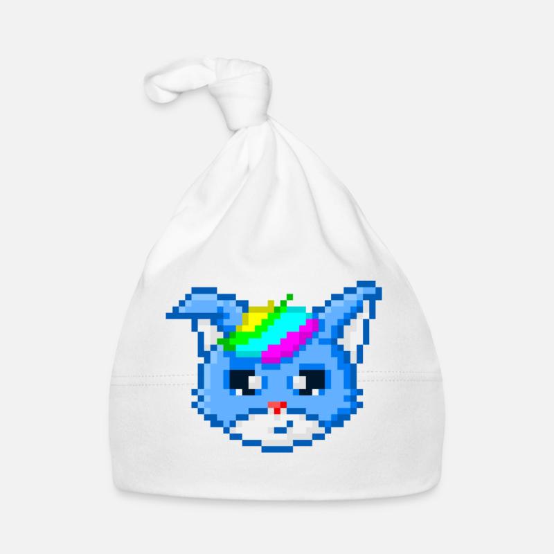 Pixelart Blaufuchs Baby Bio-Mütze