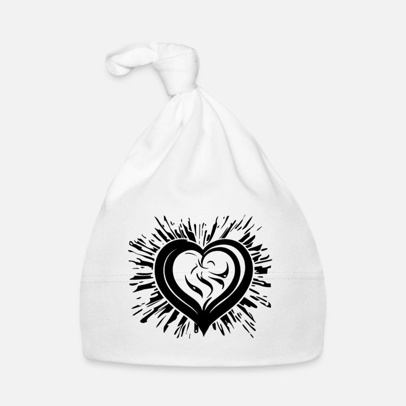 Curved heart with rays Organic Baby Cap