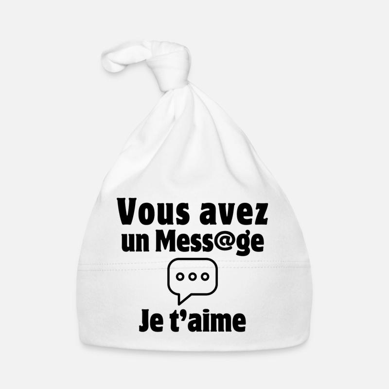 message, SMS, saint-valentin, je t'aime Bonnet bio Bébé