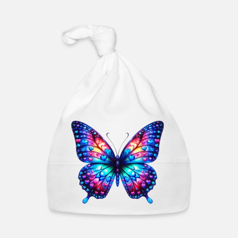 Coeur papillon Coeurs Coeurs Coeurs Coeurs - Bonnet bio Bébé - blanc