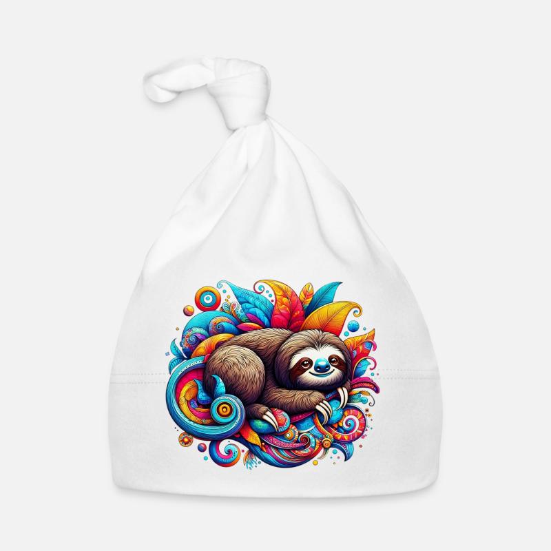 Faultier - Baby Bio-Mütze - Weiß
