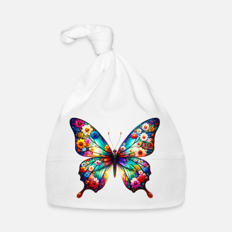 Papillon décoré de fleurs Bonnet bio Bébé