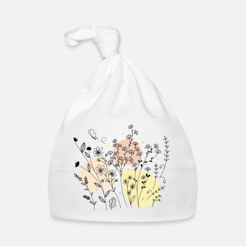 Conception délicate de l’art au trait botanique Bonnet bio Bébé