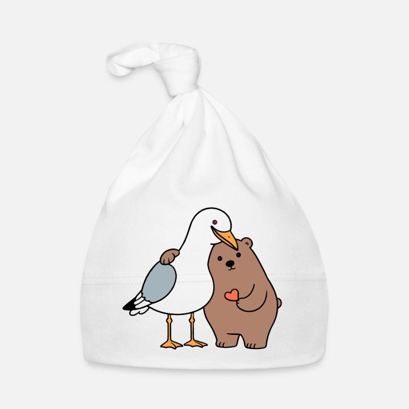 Mer du Nord Mouette Ours Brun Amitié Amour Maigre Bonnet bio Bébé