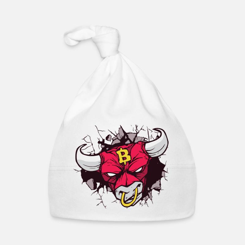 Bitcoin Stierkopf Kunst Baby Bio-Mütze