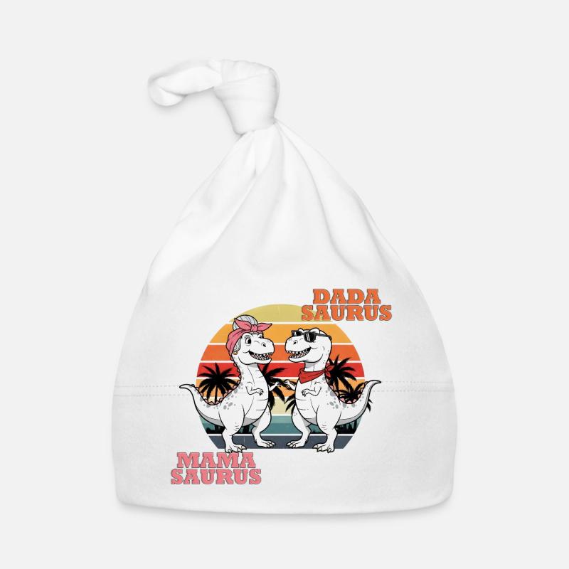 Mama & Dada Saurus – Le Duo Dino Fun ! - Bonnet bio Bébé - blanc