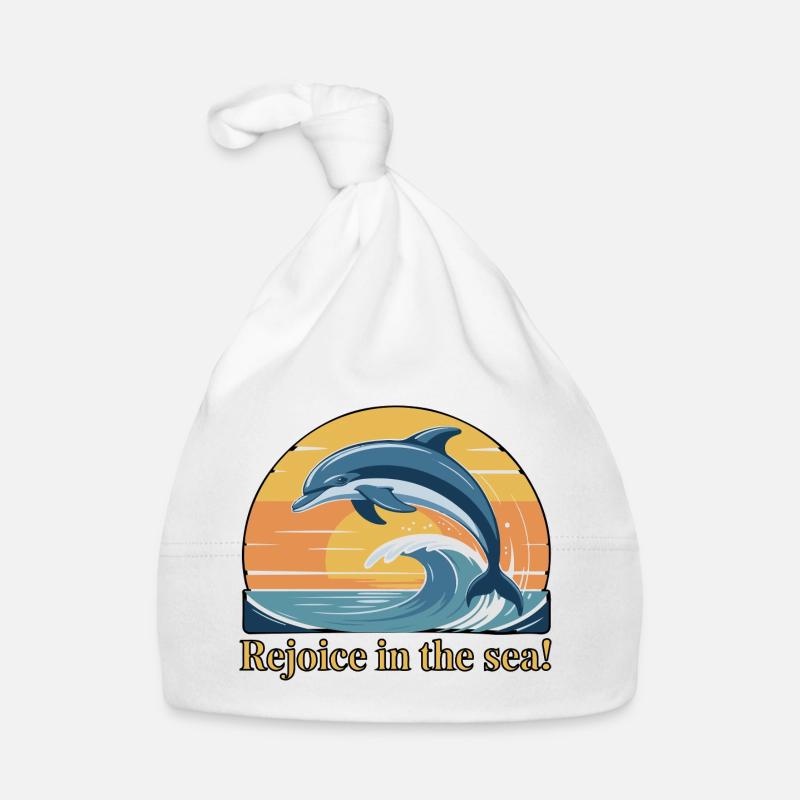 Delfine springen bei Sonnenuntergang Design Baby Bio-Mütze