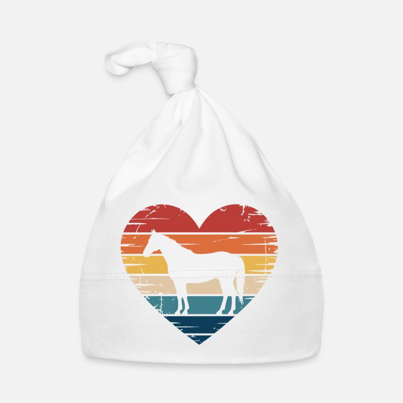 Silhouette de cheval dans le cœur Bonnet bio Bébé
