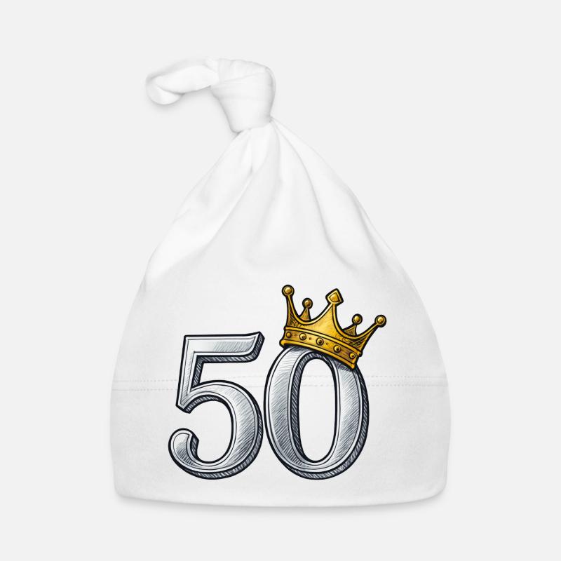 Idée cadeau couronne d’or 50e anniversaire - Bonnet bio Bébé - blanc