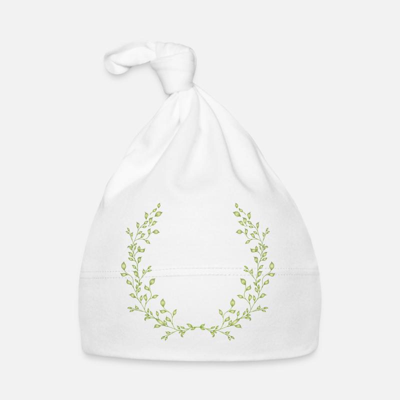 Demi-couronne délicate de branches vertes – motif nature Bonnet bio Bébé