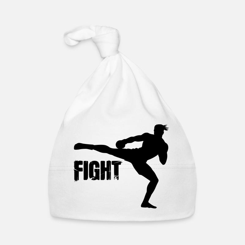 Kickboxer Silhouette mit Text Fight Baby Bio-Mütze