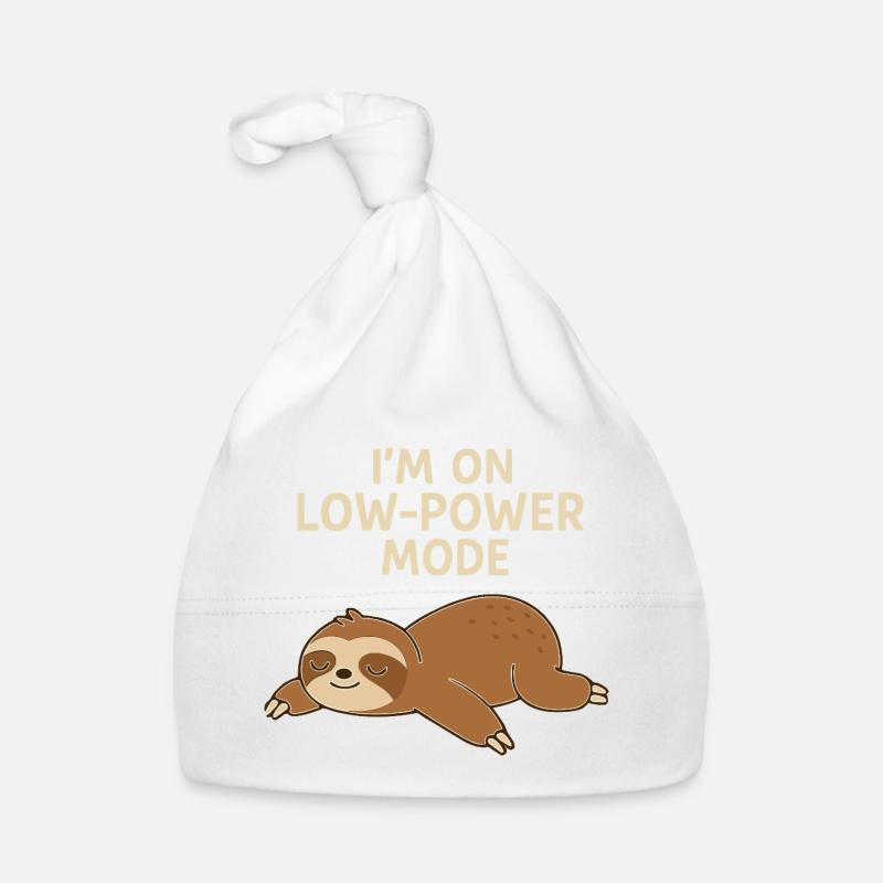Sleep Sloth: Low Power Mode - Organic Baby Cap - white