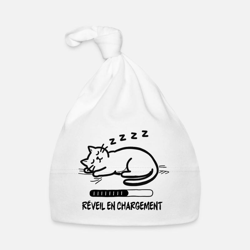 Sleeping cat, alarm clock charging Organic Baby Cap
