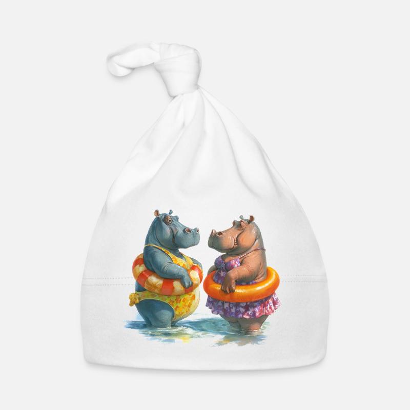 Hippo pool friends in summer Organic Baby Cap